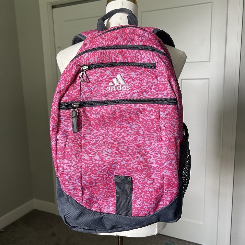 Adidas Foundaton IV Laptop Pink Gray Backpack Pockets Media Tech
